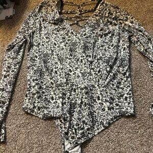 Floral Black and White Women's Top